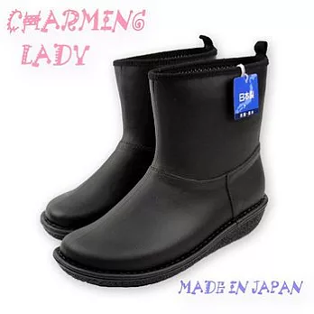 日本製【個性雪靴造型雨鞋-黑色】彈性鞋底舒適止滑‧雨天必備L黑色