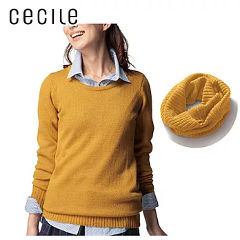 【cecile】百搭針織長版上衣(附頸圍)L芥末黃