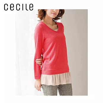 【cecile】裙擺層次風造型上衣L粉色