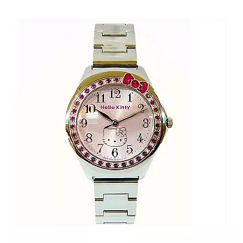 Hello Kitty 都會典雅氣息時尚個性蝴蝶結造型腕錶-紅蝴蝶結-LK558LWVA-SV