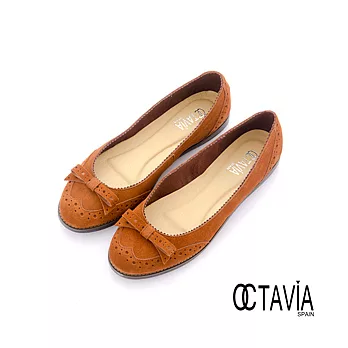 【OCTAVIA】小甜蜜 牛津淺口平底娃娃鞋 - 36黃金咖