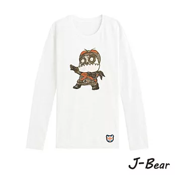 【J-Bear】JB004＊MIT 台灣製造 J-Bear新品牌【手繪熊蒼蠅人長袖圓領T恤】白色 8號