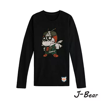 【J-Bear】JB005＊MIT 台灣製造 J-Bear新品牌【手繪熊經典蒼蠅人長袖圓領T恤】黑色 8號
