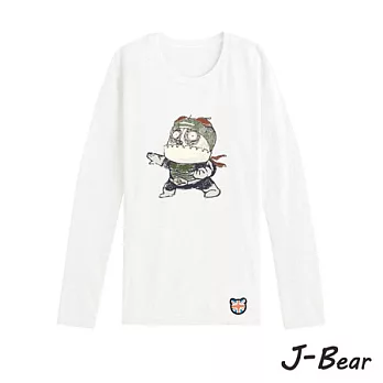 【J-Bear】JB015＊MIT 台灣製造 J-Bear新品牌【手繪熊變身蒼蠅人長袖圓領T恤】白色 8號