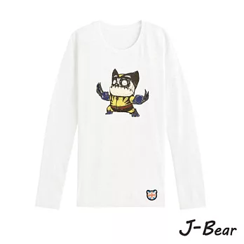 【J-Bear】JB016＊MIT 台灣製造 J-Bear新品牌【手繪熊黑傑克長袖圓領T恤】白色 8號