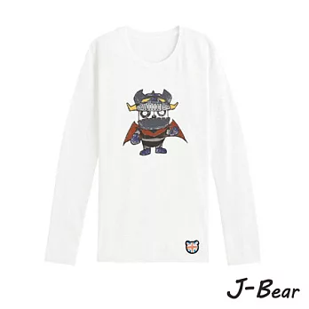 【J-Bear】JB017＊MIT 台灣製造 J-Bear新品牌【手繪熊無敵鐵金剛長袖圓領T恤】白色 8號