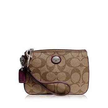 《COACH》 經典造型(小款)手拿包_卡其/紫色