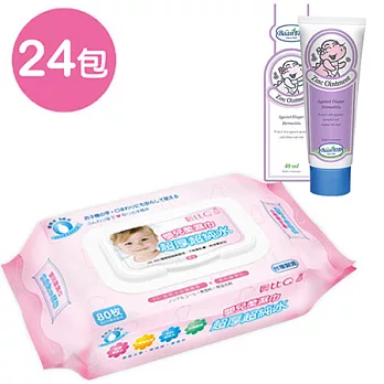 【貝比Q】EDI超厚超純水柔濕巾80抽x24包/箱(無香料)+貝恩嬰兒護膚膏(40ml)