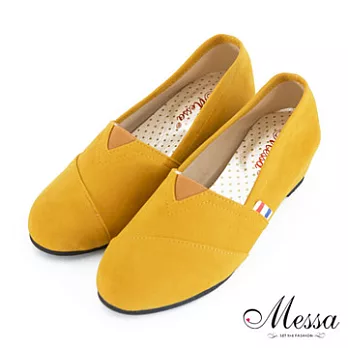 【Messa米莎】(MIT) 甜心素面心機內增高包鞋36黃色