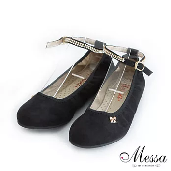 【Messa米莎】(MIT) 氣質名媛粉圓楦頭軟Q皮質彈性小包鞋35黑色