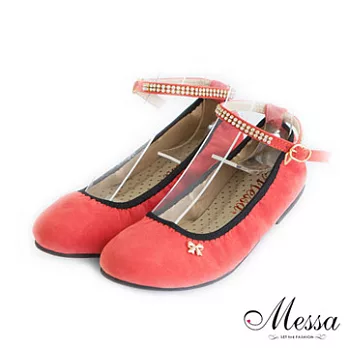 【Messa米莎】(MIT) 氣質名媛粉圓楦頭軟Q皮質彈性小包鞋35粉紅色