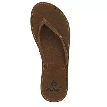 Reef 麂皮織帶搭金屬LOGO設計女款人字拖_BROWN6咖啡色