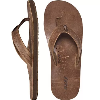 REEF牛皮材質logo烙印經典設計男款人字拖_咖啡8咖啡