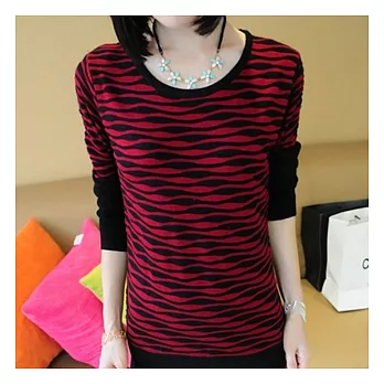 EOWYN。時尚條紋中長款毛衣打底衫針織衫(預購)紅色