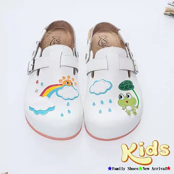 Kids青蛙遊樂園前包後空勃肯風鞋~白色大人款35白色