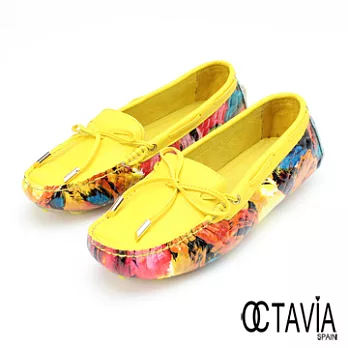 【OCTAVIA】馬賽風情 蝴蝶結花邊骷髗豆豆鞋 - 37豔黃