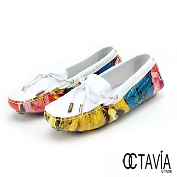 【OCTAVIA】馬賽風情 蝴蝶結花邊骷髗豆豆鞋 -40彩白