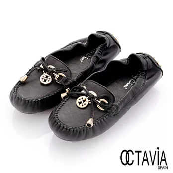 【OCTAVIA】SERECT SHOES 超軟牛皮圓片鉚釘司機鞋 - 36扣扣黑