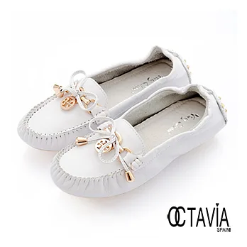 【OCTAVIA】SERECT SHOES 超軟牛皮圓片鉚釘司機鞋 -37蝴蝶白