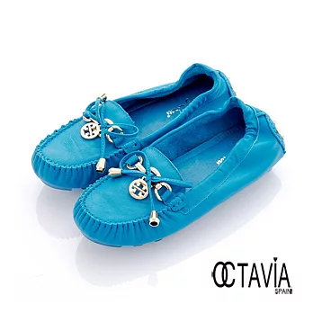 【OCTAVIA】SERECT SHOES 超軟牛皮圓片鉚釘司機鞋 -38想像藍