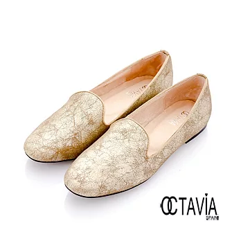 【OCTAVIA】絨金柔膚 法式微跟Loafer休閒鞋 - 36香檳金