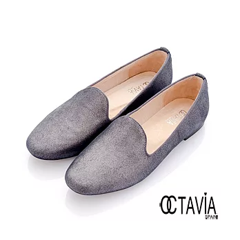 【OCTAVIA】鎳銀金屬調 法式微跟Loafer休閒鞋 -37亮水銀