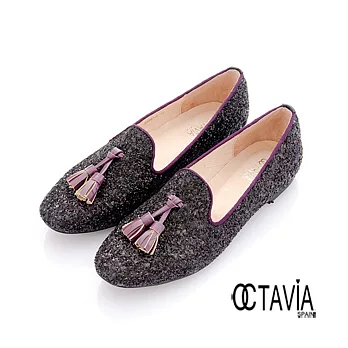 【OCTAVIA】滿天星鑽 流蘇亮片Loafer 休閒鞋 - 36紫鑽灰