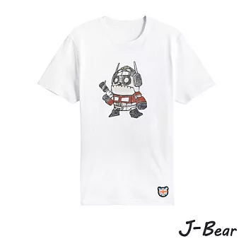 【男人幫 Man’s Shop】JJ008＊MIT 台灣製造 J-Bear新品牌【手繪熊變型金剛短袖圓領T恤】白色 兒童8號