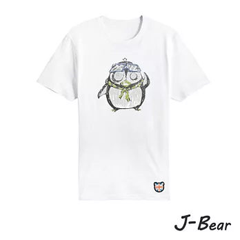 【男人幫Man’s Shop】JJ009*MIT 台灣製造 J-Bear新品牌【手繪熊來南極找企鵝短袖圓領T恤】白色 兒童8號