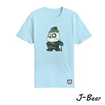 【男人幫Man’s Shop】JJ010＊MIT 台灣製造 J-Bear新品牌【手繪熊富豪紳士短袖圓領T恤】水藍色 兒童8號