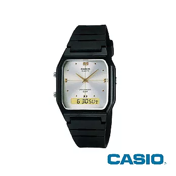 【CASIO卡西歐】白面復古雙顯錶 AW-48HE-7A