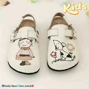 【Kids】豆花妹與忠狗前包後空勃肯風鞋-白色兒童款25白色