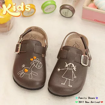 【Kids】我有一隻小毛驢前包後空勃肯風鞋-咖啡色兒童款25咖啡色