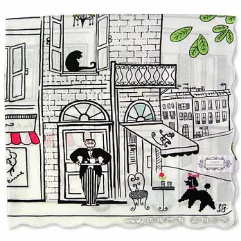 LULU GUINNESS 溫馨咖啡館波浪邊帕巾-春天白