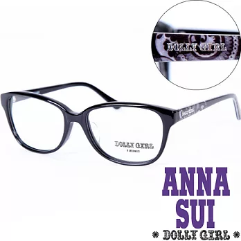 【Anna Sui 】安娜蘇日本Dolly Girl系列潮流平光眼鏡 日系復古印花圖騰款‧經典黑 DG507001