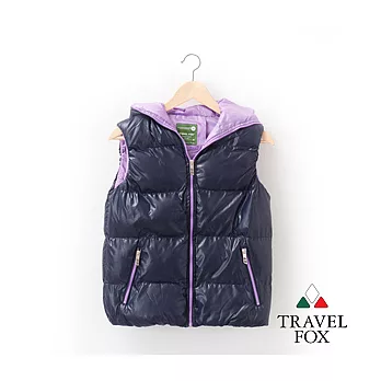 【Travel Fox 女裝】旅狐衣 雙色調保暖超纖連帽背心 -M紫羅蘭