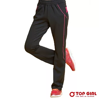 【TOP GIRL】可愛甜心百搭款針織長褲 (時尚黑)M時尚黑