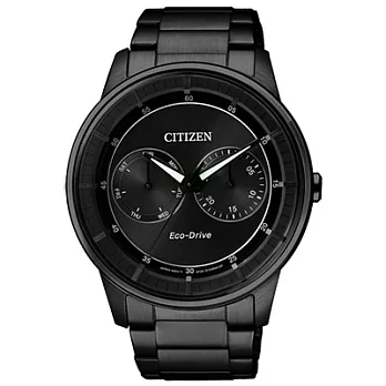 CITIZEN 獨特傳承光動能雙環都會腕錶(全黑)
