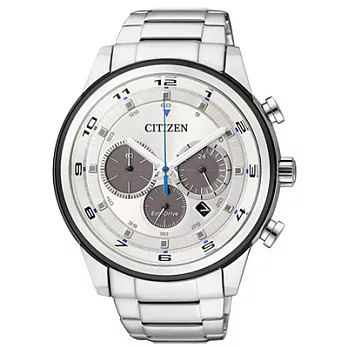 CITIZEN 撼動青春光動能三環都會腕錶(銀白)