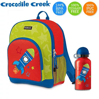【美國Crocodile Creek】Go Kids兒童造型背包+水瓶(火箭組)火箭