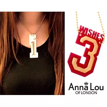 【Anna Lou OF LONDON】倫敦品牌 3 WISHES桃紅立體幸運數字項鍊