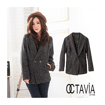 【OCTAVIA COLOR】倫敦迷情 MIX灰簡約毛呢外套 - 迷人灰