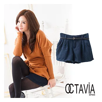 【OCTAVIA COLOR】發亮的毛料短褲 -俏皮藍