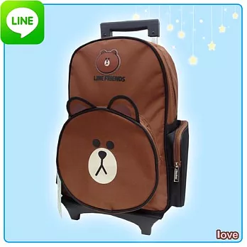 【LINE FRIENDS】㊣版授權 分離式鋁合金拉桿後背書包(二色)咖啡色熊大款
