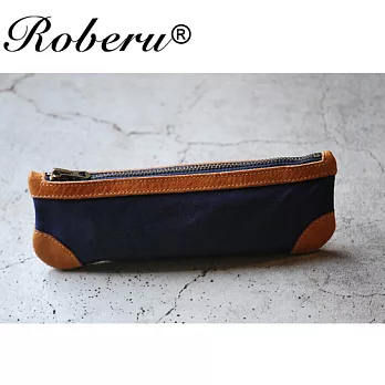 ROBERU 《日本手工》九號帆布筆袋-海軍藍