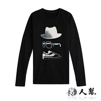 【男人幫Man’s Shop】MA010純棉T恤【超人氣帽子蹺鬍子系列】黑色 2L號