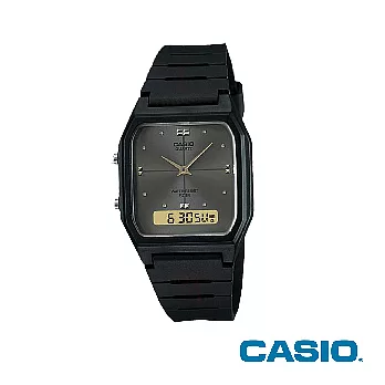 【CASIO卡西歐】黑面復古雙顯錶 AW-48HE-8A