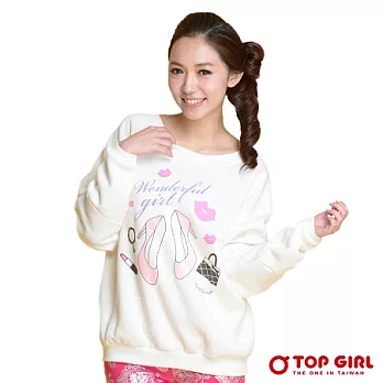 【TOP GIRL】時尚漂亮寶貝飛鼠袖長TEES經典白