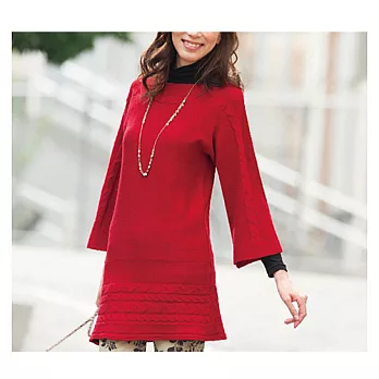 【cecile】Smart HeaT針織A字長版上衣M紅色