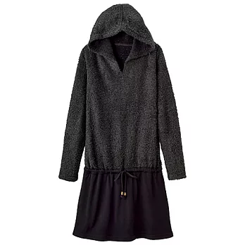 【cecile】異材質拼接連帽洋裝M炭灰色